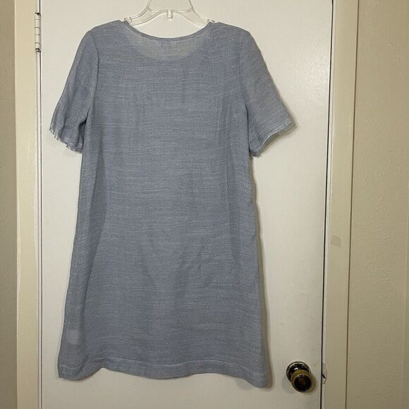 AYR Blue white mesh Short sleeve frayed hem shift dress size Large - Picture 8 of 8